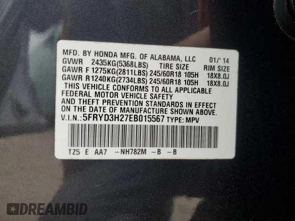 2014 Acura MDX with VIN 5FRYD3H27EB015567, listed as a Copart auction lot 48972145 with 120,245 mi miles and Salvage Title. Bid and sale history available at carsss.com. Image 15.