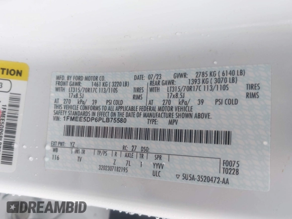 2023 Ford Bronco с VIN 1FMEE5DP6PLB75580, выставлен на аукционе IAAI как лот 42616341 с пробегом 23 098 миль миль и . История ставок и продаж доступна на DreamBid. Изображение 9.