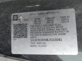 2020 Chevrolet Camaro 1LT z VIN 1G1FB1RX8L0115081, wystawiony jako IAAI lot #42081920 z przebiegiem 38 793 mil mil oraz . Historia ofert i sprzedaży dostępna na DreamBid. Obrazek 9.