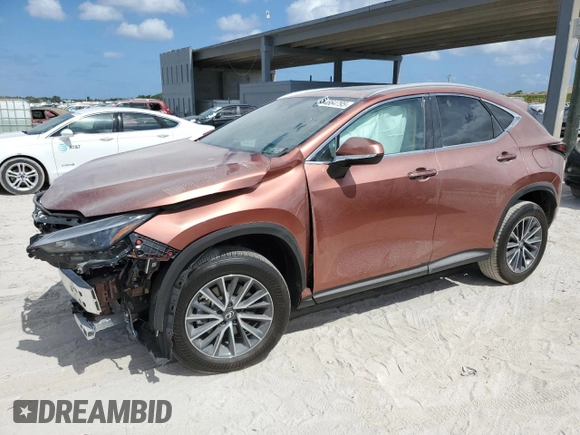 2025 Lexus NX 350 Premium with VIN 2T2GGCEZ6SC076703, listed as a Copart auction lot 54664795 with 4,188 mi miles and Salvage title. Bid and sale history available at DreamBid. Image 1.