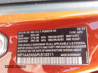 2023 Porsche Macan z VIN WP1AA2A56PLB14311, wystawiony jako IAAI lot #42527908 z przebiegiem 21 879 mil mil oraz . Historia ofert i sprzedaży dostępna na DreamBid. Obrazek 9.