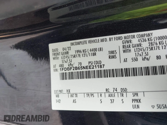 2022 Ford F-250 XL с VIN 1FDBF2B65NEE21187, выставлен на аукционе IAAI как лот 41921169 с пробегом 57 394 миль миль и . История ставок и продаж доступна на DreamBid. Изображение 9.