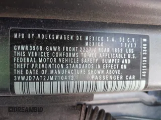 2018 Volkswagen Beetle SE with VIN 3VWJD7AT2JM710412, listed as a IAAI auction lot 41868455 with 1 mi miles. Bid and sale history available at carsss.com. Image 9.