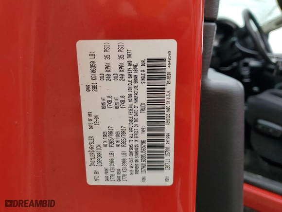 2005 Dodge Ram 1500 SLT with VIN 1D7HU16D95J565796, listed as a Copart auction lot 85515994 with 81,166 mi miles and Salvage Title. Bid and sale history available at carsss.com. Image 14.