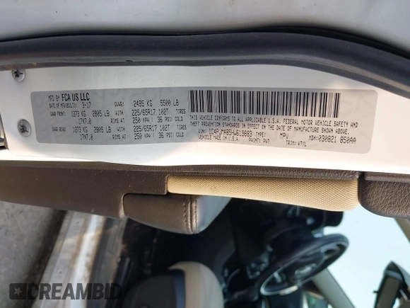 2017 Jeep Cherokee Sport with VIN 1C4PJMAB5HW619883, listed as a IAAI auction lot 42412423 with 177,063 mi miles and . Bid and sale history available at DreamBid. Image 9.