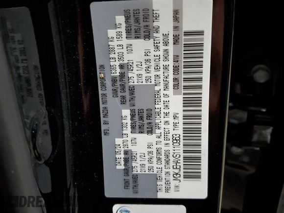 2025 Mazda CX-70 Premium Plus with VIN JM3KJEHAXS1110963, listed as a Copart auction lot 82804004 with 4,490 mi miles and Salvage title. Bid and sale history available at DreamBid. Image 14.