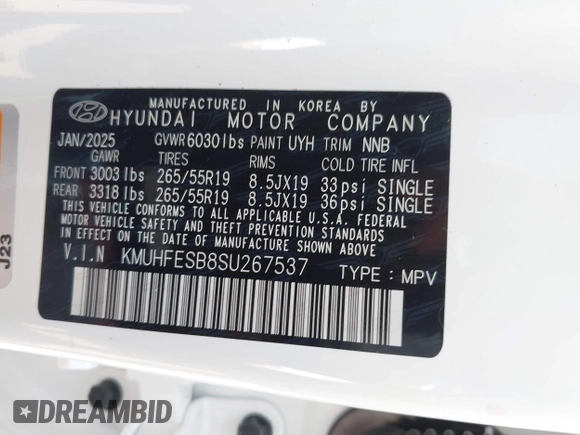 2025 Genesis GV80 Standard with VIN KMUHFESB8SU267537, listed as a IAAI auction lot 42665736 with 9,404 mi miles and . Bid and sale history available at DreamBid. Image 9.