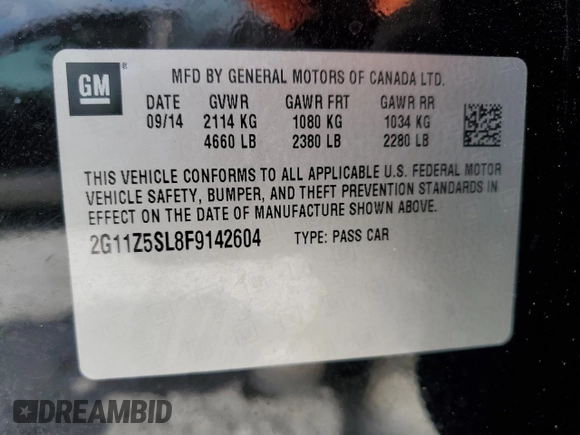 2015 Chevrolet Impala LS with VIN 2G11Z5SL8F9142604, listed as a Copart auction lot 48632145 with 125,833 mi miles and Clean Title. Bid and sale history available at DreamBid. Image 12.