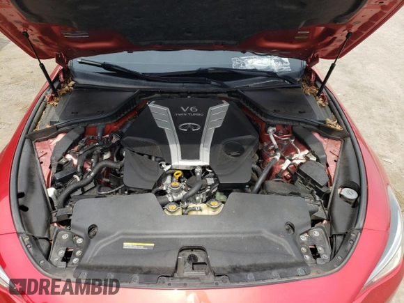 2017 Infiniti Q60 Red Sport 400 with VIN JN1FV7EK9HM610355, listed as a Copart auction lot 57042185 with 54,581 mi miles and Salvage title. Bid and sale history available at DreamBid. Image 11.
