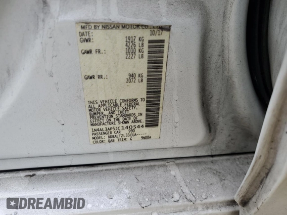 2018 Nissan Altima S with VIN 1N4AL3AP5JC140544, listed as a Copart auction lot 50976005 with 146,100 mi miles and Salvage Title. Bid and sale history available at DreamBid. Image 12.