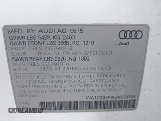 2016 Audi Q5 Premium с VIN WA1C2AFP9GA020098, выставлен на аукционе IAAI как лот 42021514 с пробегом 106 309 миль миль и . История ставок и продаж доступна на DreamBid. Изображение 9.