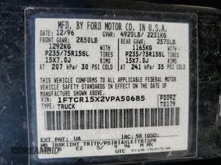 1997 Ford Ranger XLT with VIN 1FTCR15X2VPA50685, listed as a Copart auction lot 81790574 with 128,458 mi miles and Salvage Title. Bid and sale history available at DreamBid. Image 14.
