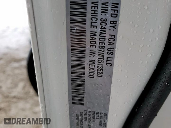 2021 Jeep Compass 80th Anniversary с VIN 3C4NJDEB7MT513520, выставлен на аукционе Copart как лот 57634195 с пробегом 45 243 миль миль и Списание • Salvage title. История ставок и продаж доступна на DreamBid. Изображение 12.