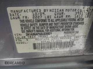 2010 Nissan Sentra S z VIN 3N1AB6AP4AL630821, wystawiony jako IAAI lot #42326350 z przebiegiem 160 152 mil mil oraz . Historia ofert i sprzedaży dostępna na DreamBid. Obrazek 9.