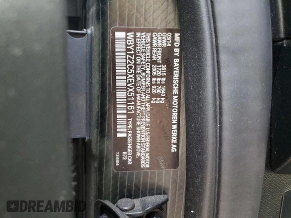 2014 BMW i3 z VIN WBY1Z2C5XEVX51161, wystawiony jako Copart lot #55044855 z przebiegiem 71 232 mil mil oraz Czysty tytuł • Clean title. Historia ofert i sprzedaży dostępna na DreamBid. Obrazek 12.