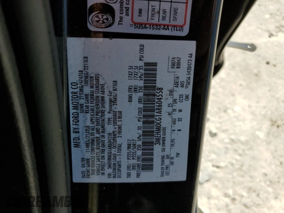 2010 Mercury Milan Premier z VIN 3MEHM0CG1AR604558, wystawiony jako Copart lot #48333285 z przebiegiem 84 919 mil mil oraz Szkody całkowita. Historia ofert i sprzedaży dostępna na DreamBid. Obrazek 12.