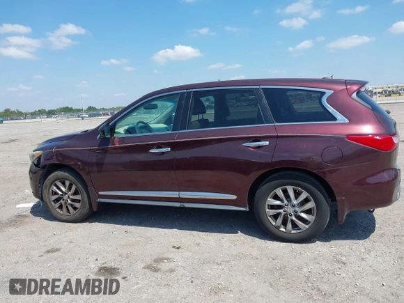 2013 Infiniti JX35 with VIN 5N1AL0MM6DC332579, listed as a IAAI auction lot 42138584 with 137,046 mi miles and . Bid and sale history available at DreamBid. Image 14.