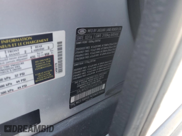 2016 Land Rover Range Rover Sport Dynamic with VIN SALWR2EF2GA581278, listed as a Copart auction lot 50249655 with 88,421 mi miles and Salvage Title. Bid and sale history available at DreamBid. Image 13.