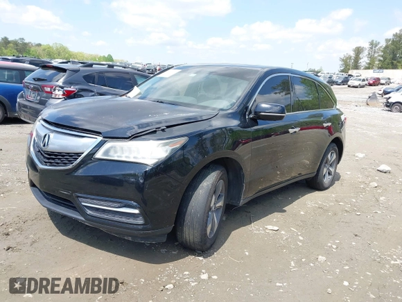 2016 Acura MDX with VIN 5FRYD3H2XGB014559, listed as a IAAI auction lot 41996171 with 154,860 mi miles. Bid and sale history available at carsss.com. Image 2.