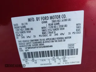 2019 Ford Explorer Limited with VIN 1FM5K8F81KGB08046, listed as a IAAI auction lot 41565493 with 86,051 mi miles and . Bid and sale history available at DreamBid. Image 9.