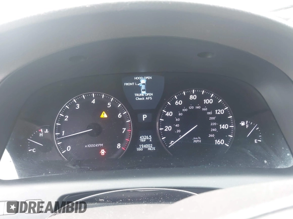 2009 Lexus LS 460 with VIN JTHBL46F395091038, listed as a IAAI auction lot 41723945 with 194,002 mi miles and . Bid and sale history available at DreamBid. Image 7.