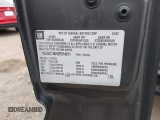 2002 Chevrolet Silverado 1500HD LT z VIN 1GCGC13U52F214511, wystawiony jako IAAI lot #42154128 z przebiegiem 110 760 mil mil oraz . Historia ofert i sprzedaży dostępna na DreamBid. Obrazek 9.