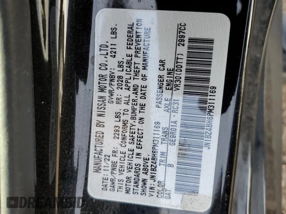 2023 Nissan Z Performance with VIN JN1BZ4BH6PM311169, listed as a Copart auction lot 87867905 with 27,203 mi miles and Salvage title. Bid and sale history available at DreamBid. Image 13.