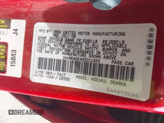 2009 Toyota Corolla XRS with VIN 1NXBE40E49Z011355, listed as a IAAI auction lot 42169188 with Not Provided miles. Bid and sale history available at carsss.com. Image 9.