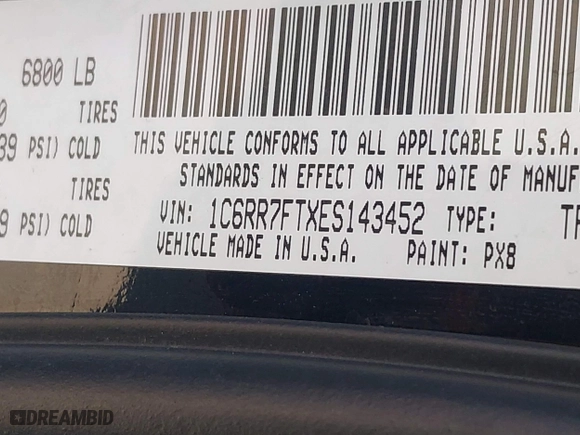 2014 Ram 1500 Express with VIN 1C6RR7FTXES143452, listed as a IAAI auction lot 42050917 with 310,525 mi miles. Bid and sale history available at carsss.com. Image 9.