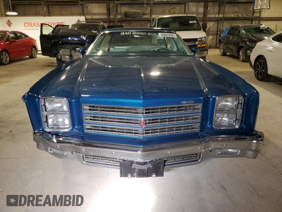 1976 Chevrolet Monte Carlo with VIN 1H57V6D483055, listed as a Copart auction lot 55043985 with 18,625 mi miles and Salvage title. Bid and sale history available at DreamBid. Image 5.