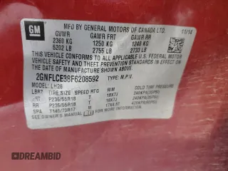 2015 Chevrolet Equinox LT with VIN 2GNFLCE38F6208592, listed as a Copart auction lot 51859285 with 174,548 mi miles and Clean Title. Bid and sale history available at carsss.com. Image 14.