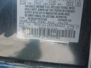 2017 Nissan Sentra SR z VIN 3N1AB7AP7HY297985, wystawiony jako IAAI lot #42197736 z przebiegiem 108 478 mil mil oraz . Historia ofert i sprzedaży dostępna na DreamBid. Obrazek 9.