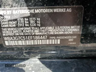 2014 BMW 3 Series 328i xDrive with VIN WBA3G7C51EF186447, listed as a Copart auction lot 51299955 with 114,093 mi miles and Salvage Title. Bid and sale history available at carsss.com. Image 13.