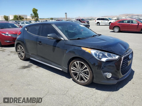 2016 Hyundai Veloster Turbo with VIN KMHTC6AE8GU281075, listed as a Copart auction lot 61605505 with 125,904 mi miles and Salvage title. Bid and sale history available at DreamBid. Image 4.