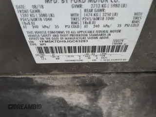 2018 Ford Explorer XLT с VIN 1FM5K7DH9JGC63293, выставлен на аукционе Copart как лот 51322605 с пробегом 105 808 миль миль и Списание • Salvage title. История ставок и продаж доступна на DreamBid. Изображение 13.