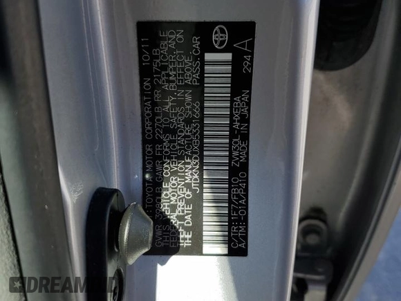 2011 Toyota Prius I with VIN JTDKN3DUXB5331666, listed as a Copart auction lot 48072425 with 121,395 mi miles and Salvage Title. Bid and sale history available at DreamBid. Image 14.
