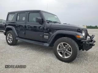 2020 Jeep Wrangler Unlimited Sahara with VIN 1C4HJXEG9LW337590, listed as a Copart auction lot 59197125 with 57,733 mi miles and Salvage title. Bid and sale history available at DreamBid. Image 4.