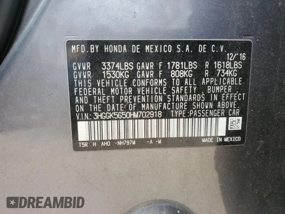 2017 Honda Fit LX with VIN 3HGGK5G50HM702918, listed as a Copart auction lot 46029075 with 32,849 mi miles and Salvage Title. Bid and sale history available at DreamBid. Image 12.
