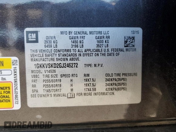 2016 GMC Acadia SLT with VIN 1GKKVSKD2GJ246272, listed as a Copart auction lot 53282045 with 103,091 mi miles and Salvage Title. Bid and sale history available at carsss.com. Image 15.