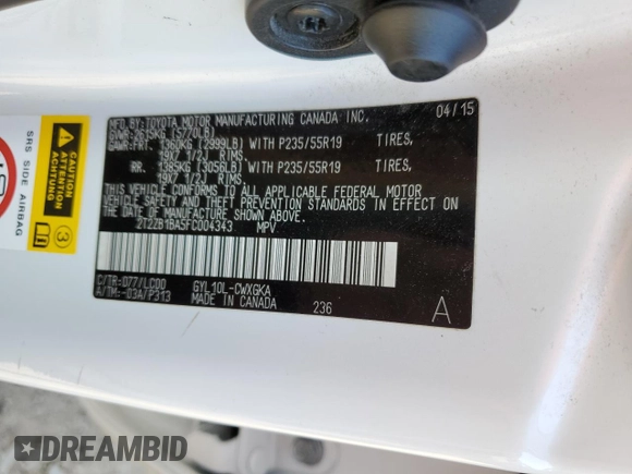 2015 Lexus RX 450h with VIN 2T2ZB1BA5FC004343, listed as a Copart auction lot 51352675 with 156,502 mi miles and Clean title. Bid and sale history available at DreamBid. Image 12.