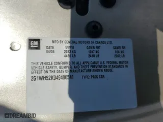 2004 Chevrolet Impala LS with VIN 2G1WH52K949406541, listed as a Copart auction lot 43159855 with 123,892 mi miles and Clean Title. Bid and sale history available at carsss.com. Image 12.