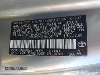 2007 Toyota Yaris with VIN JTDJT923675123449, listed as a Copart auction lot 47578555 with 173,927 mi miles and Non Repairable. Bid and sale history available at carsss.com. Image 13.