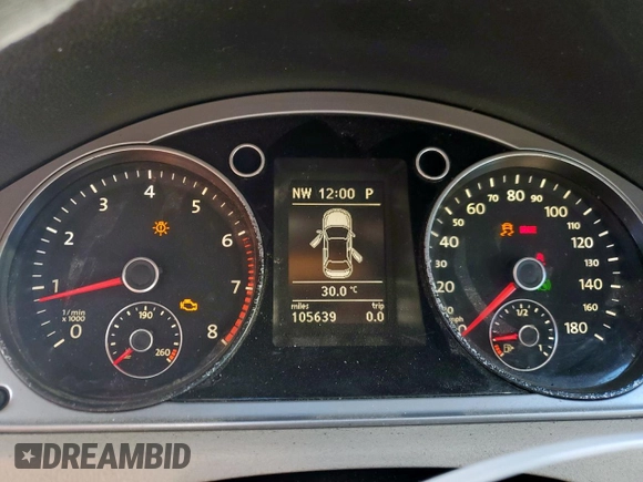 2012 Volkswagen CC Sport with VIN WVWMN7AN4CE515998, listed as a Copart auction lot 44262105 with 105,639 mi miles and Salvage Title. Bid and sale history available at carsss.com. Image 9.