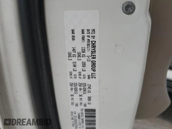 2013 Ram Cargo Van Tradesman with VIN 2C4JRGAG5DR784220, listed as a Copart auction lot 71394104 with 146,492 mi miles and Salvage Title. Bid and sale history available at carsss.com. Image 13.
