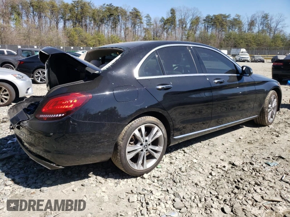2019 Mercedes-Benz C 300 with VIN 55SWF8EB1KU285750, listed as a Copart auction lot 48624055 with 62,325 mi miles and Salvage Title. Bid and sale history available at DreamBid. Image 3.