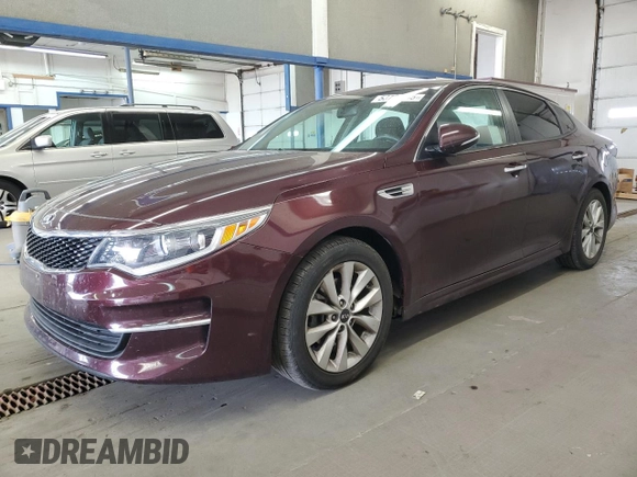 2018 Kia Optima LX with VIN 5XXGT4L33JG265983, listed as a Copart auction lot 53722745 with 82,233 mi miles and Salvage title. Bid and sale history available at DreamBid. Image 1.