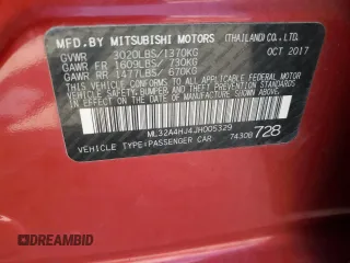 2018 Mitsubishi Mirage SE with VIN ML32A4HJ4JH005329, listed as a Copart auction lot 46583765 with 82,883 mi miles and Salvage title. Bid and sale history available at DreamBid. Image 12.