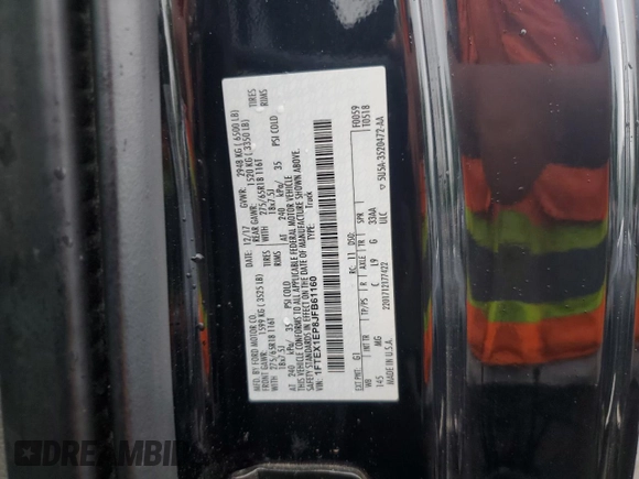 2018 Ford F-150 XL with VIN 1FTEX1EP8JFB61160, listed as a Copart auction lot 59914935 with 97,564 mi miles and Salvage title. Bid and sale history available at DreamBid. Image 12.