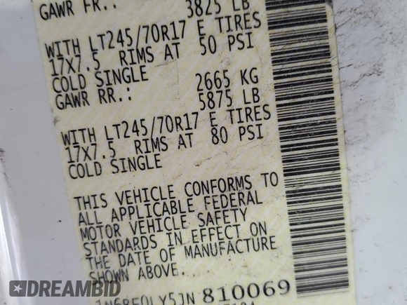 2018 Nissan NV Cargo S z VIN 1N6BF0LY5JN810069, wystawiony jako Copart lot #43775445 z przebiegiem 257 977 mil mil oraz Szkoda całkowita • Salvage title. Historia ofert i sprzedaży dostępna na DreamBid. Obrazek 13.