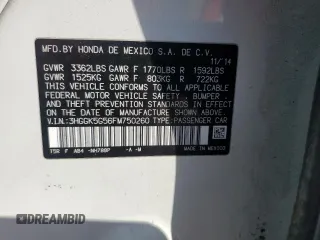 2015 Honda Fit LX with VIN 3HGGK5G56FM750260, listed as a Copart auction lot 48250015 with 116,832 mi miles and Salvage Title. Bid and sale history available at carsss.com. Image 12.